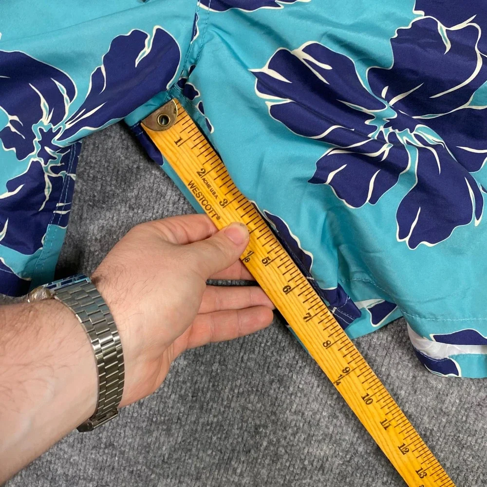 Polo Ralph Lauren Mens Floral Hibiscus Swim Trunks Turquoise Navy Blue Large‎